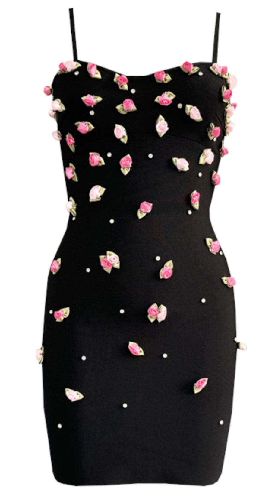 MINI abito floreale con perle nero 