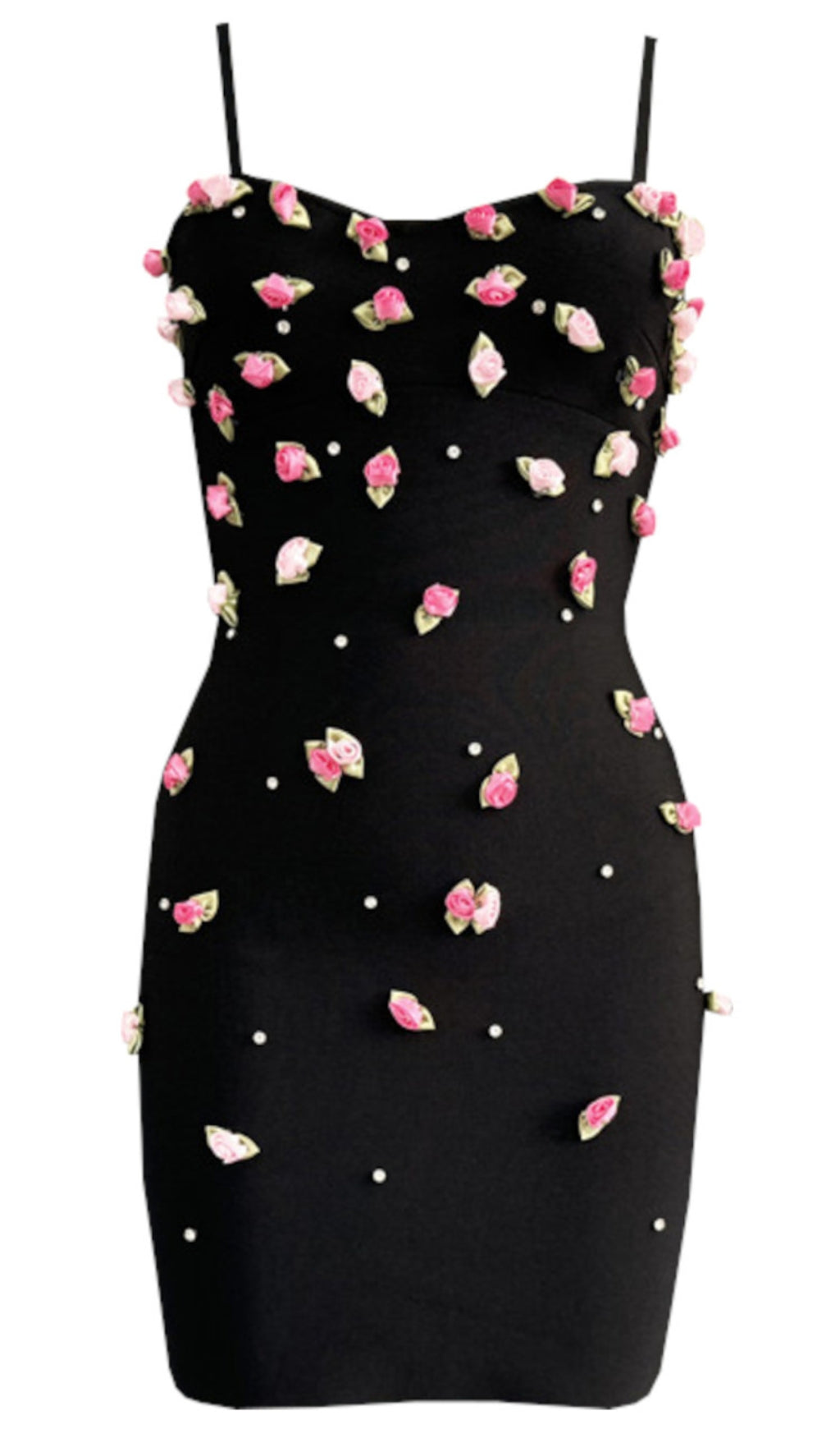 Floral Pearl MINI Kleid Schwarz 