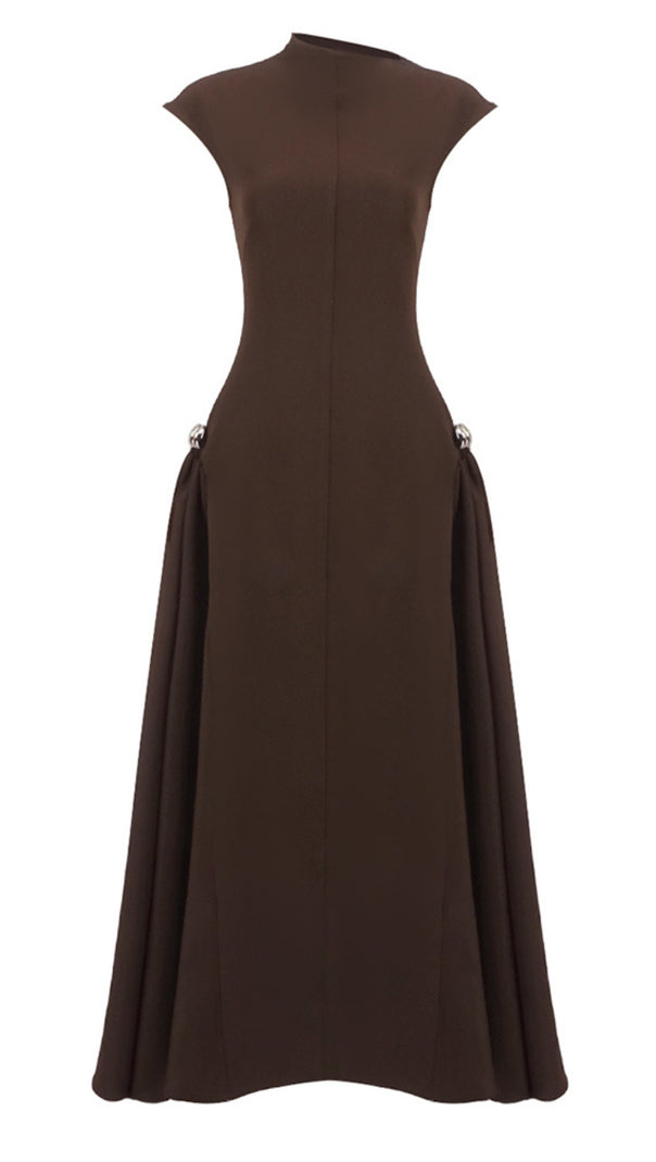 AIIZIE SKATER MAXI DRESS COFFEE - product image