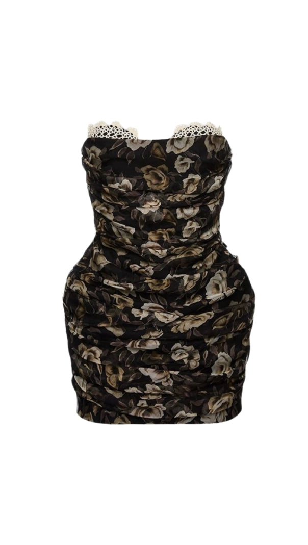 AIIZIE GEORGIA RETRO FLORAL TUBE TOP MINI DRESS - product image