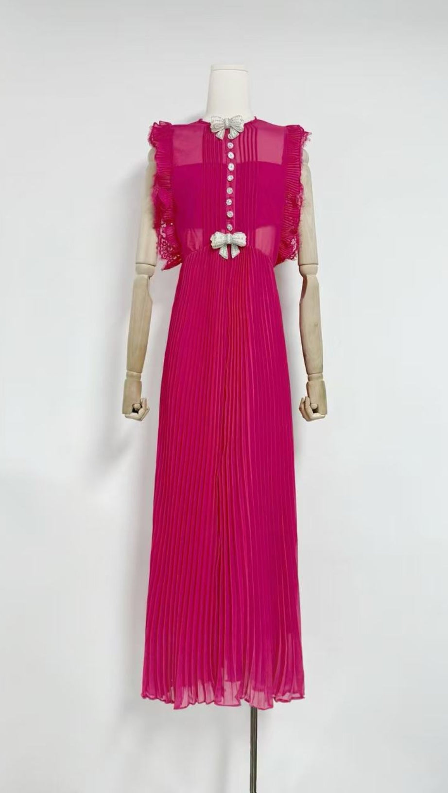 CHIFFON RUFFLED MAXI DRESS IN RED