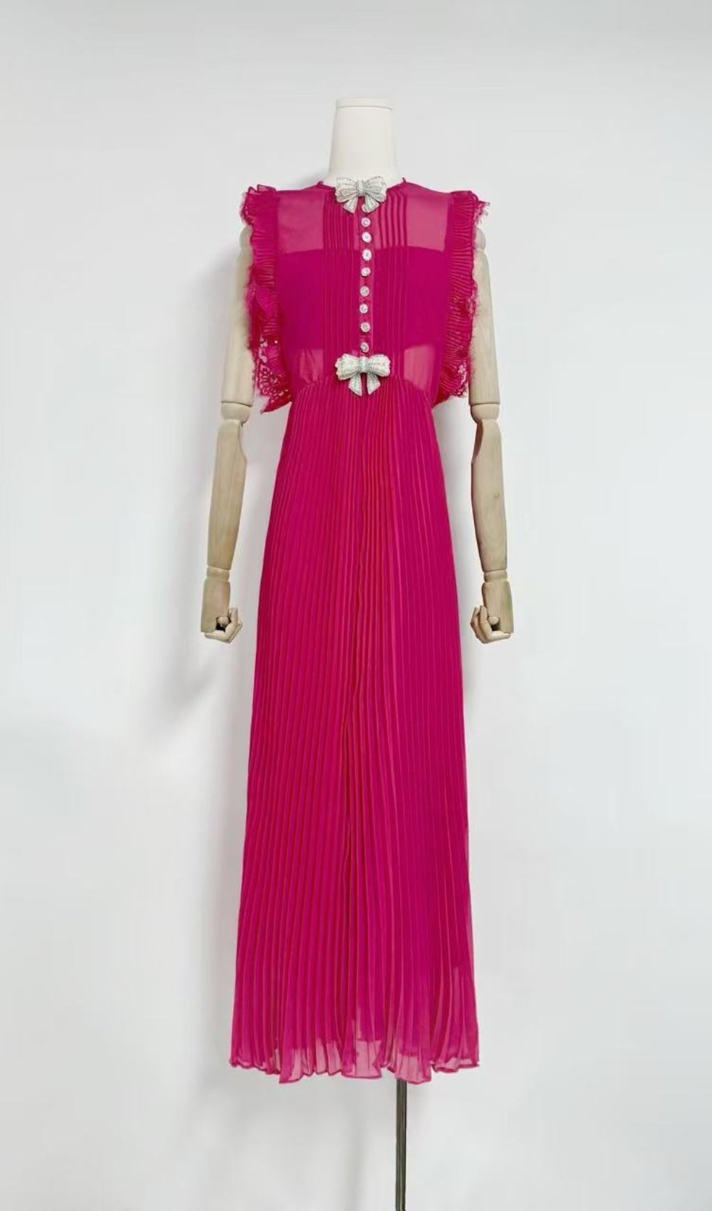 CHIFFON RUFFLED MAXI DRESS IN RED