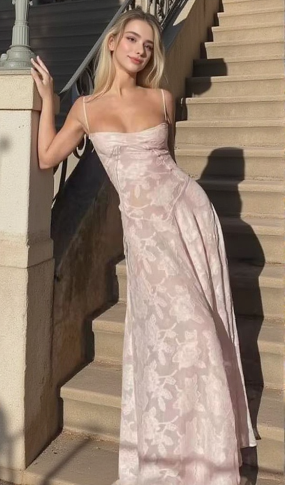 AIIZIE SLING 3D FLORAL MAXI DRESS IN PINK - product image
