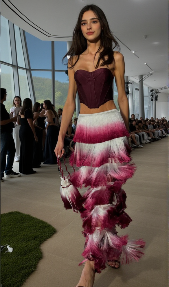 AIIZIE STRAPLESS TASSEL TWO PIECE MAXI DRESS BURGUNDY - product image