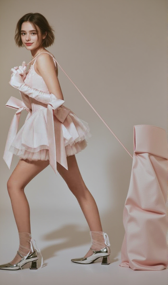 AIIZIE CELESTE LACE BOWKNOT BACKLESS MINI DRESS IN PINK - product image