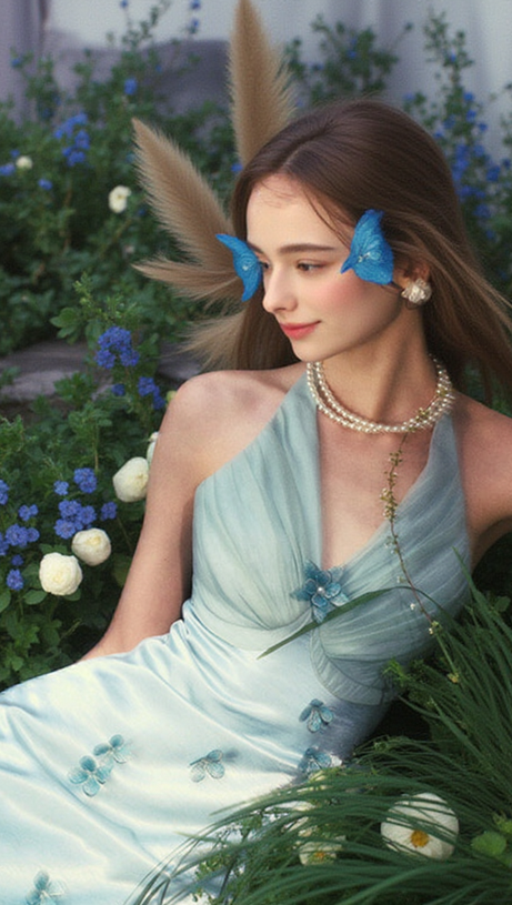 ABITO MIDI CON SCOLLO A V E SCOLLO A V DA PRINCIPESSA A FARFALLA IN AZZURRO CHIARO