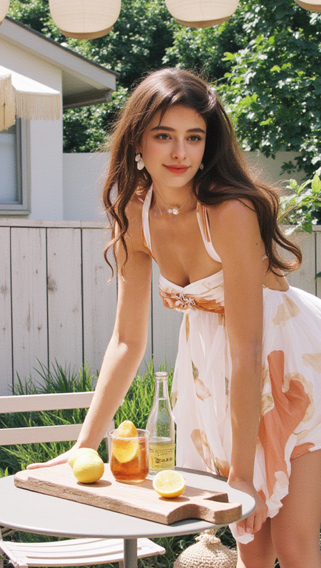 ABITO CORTO CON SCOLLO A V E SCHIENA SENZA COLLO A FLOREALE KATHERINE