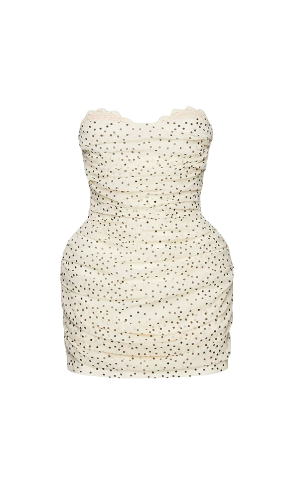 Georgia – Minikleid mit gepunktetem Tube-Top in Aprikose
