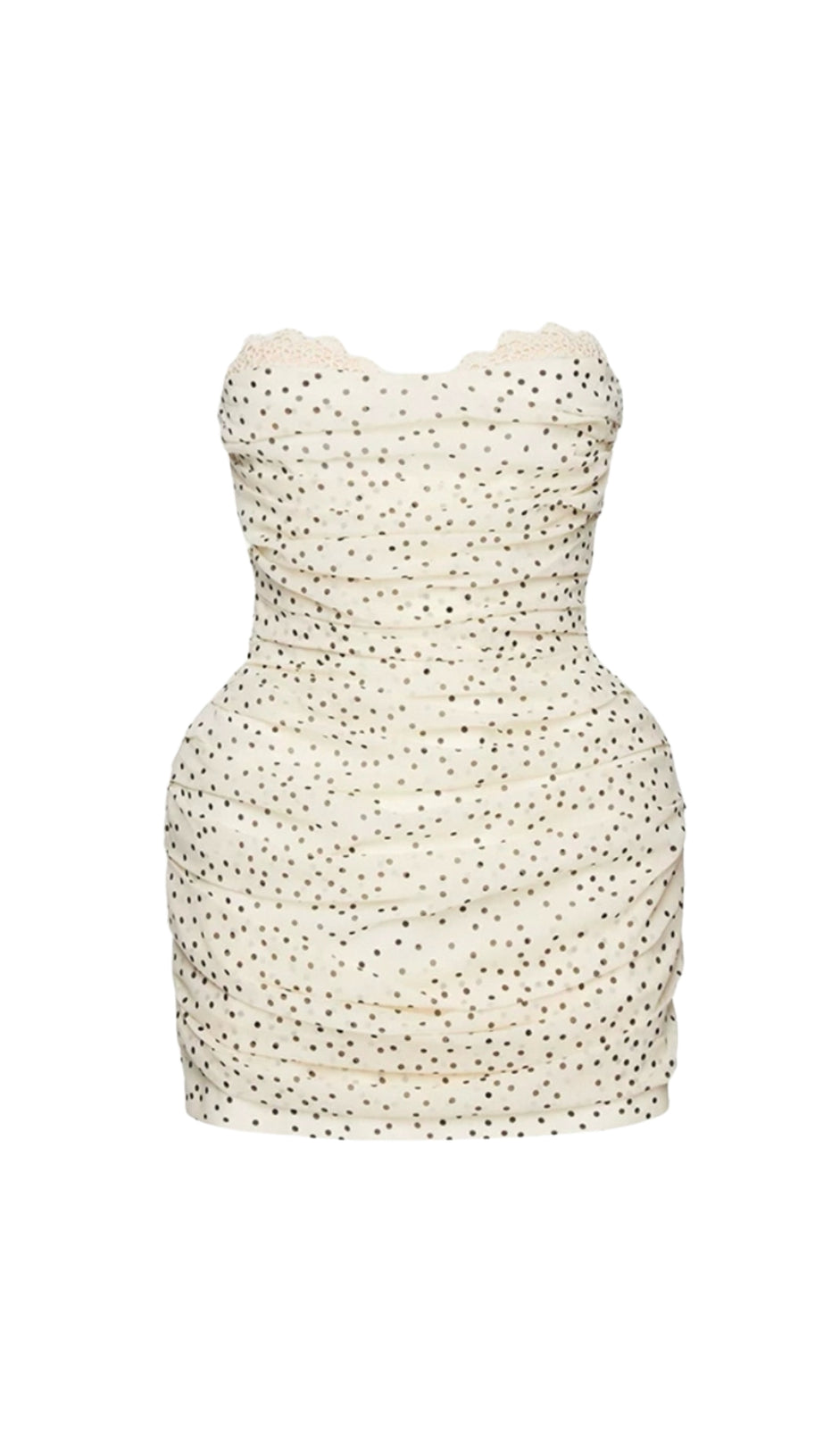 mini abito a tubino con top a pois Georgia color albicocca