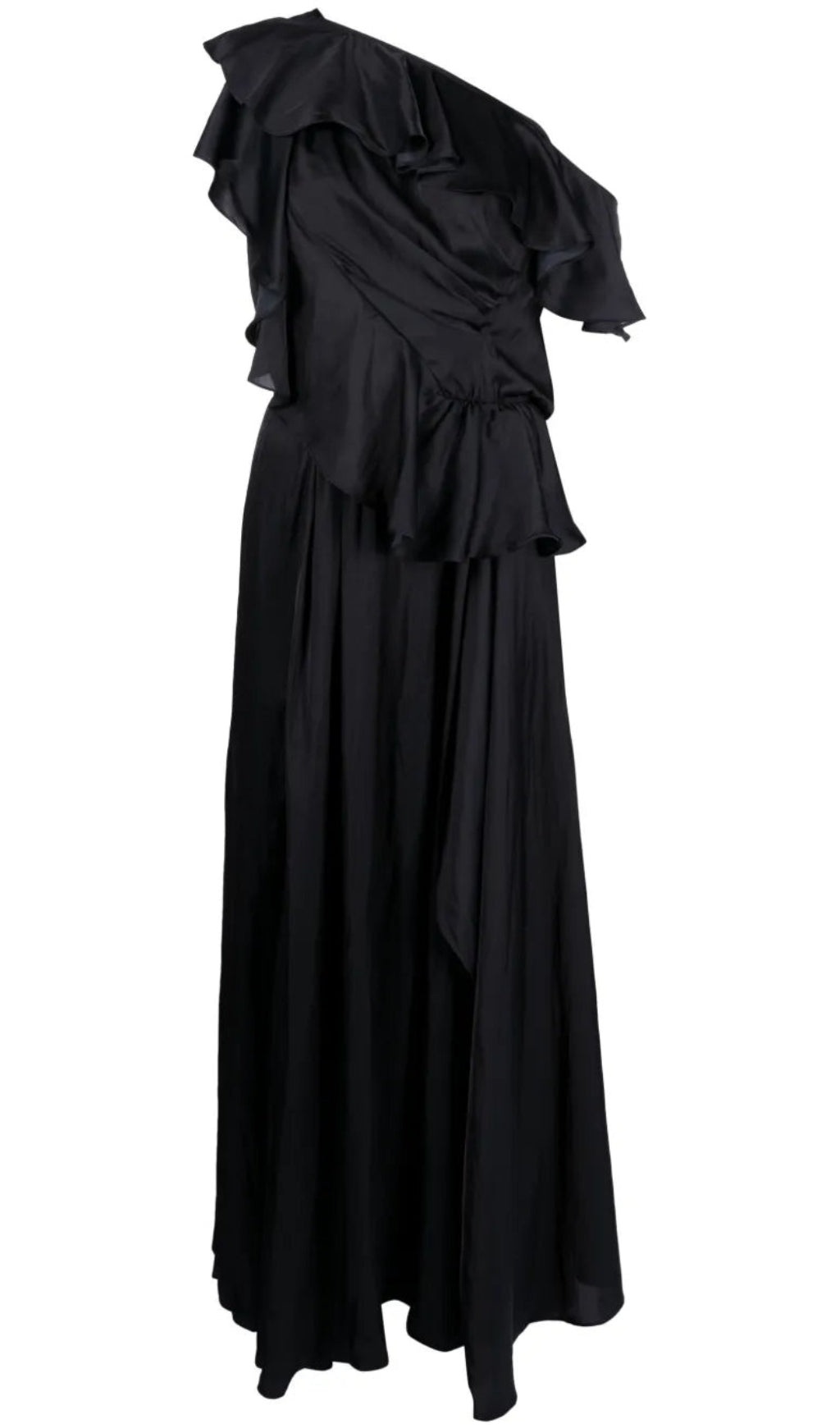 RUFFLED ONE-SHOULDER GOWN