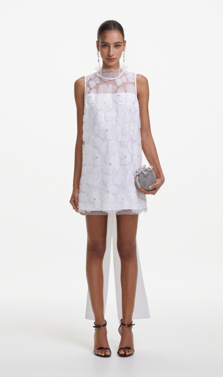 Mini abito in tulle con perline