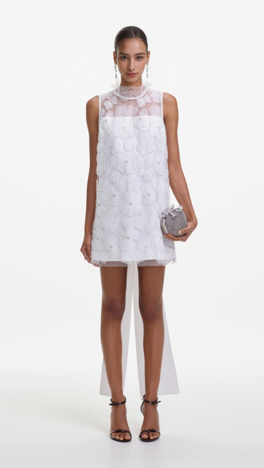 Mini abito in tulle con perline