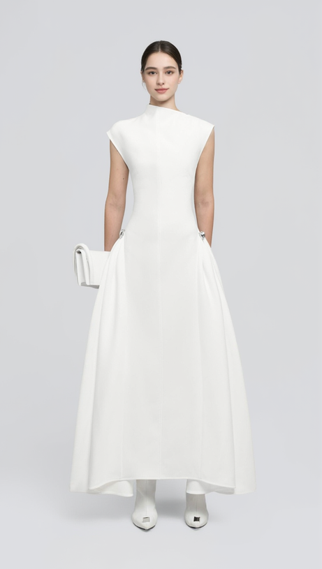 SKATER MAXI DRESS WHITE