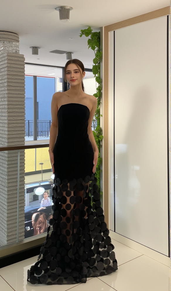 AIIZIE STRAPLESS A LINE MAXI DRESS BLACK - product image