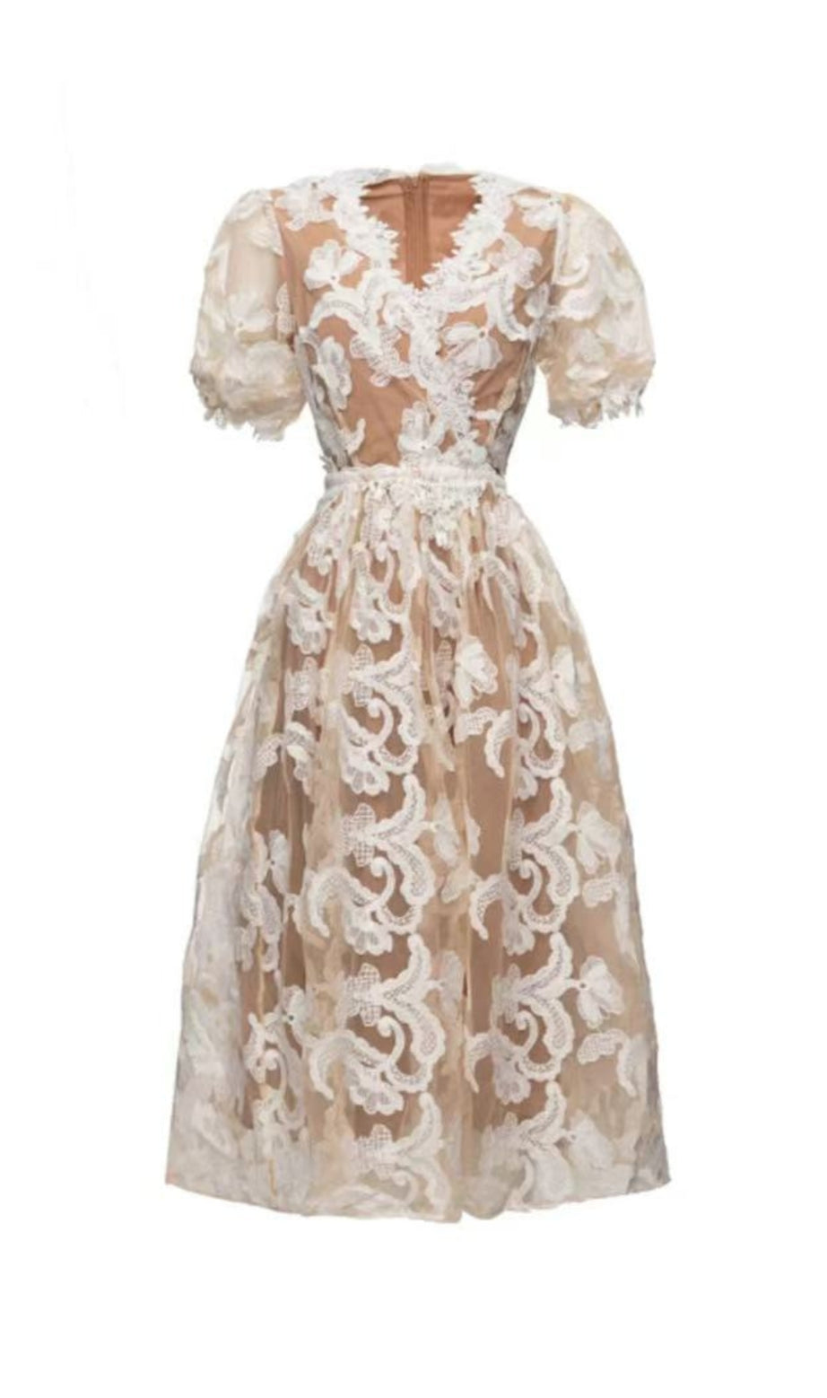 Elegant and graceful mesh embroidered  midi dress