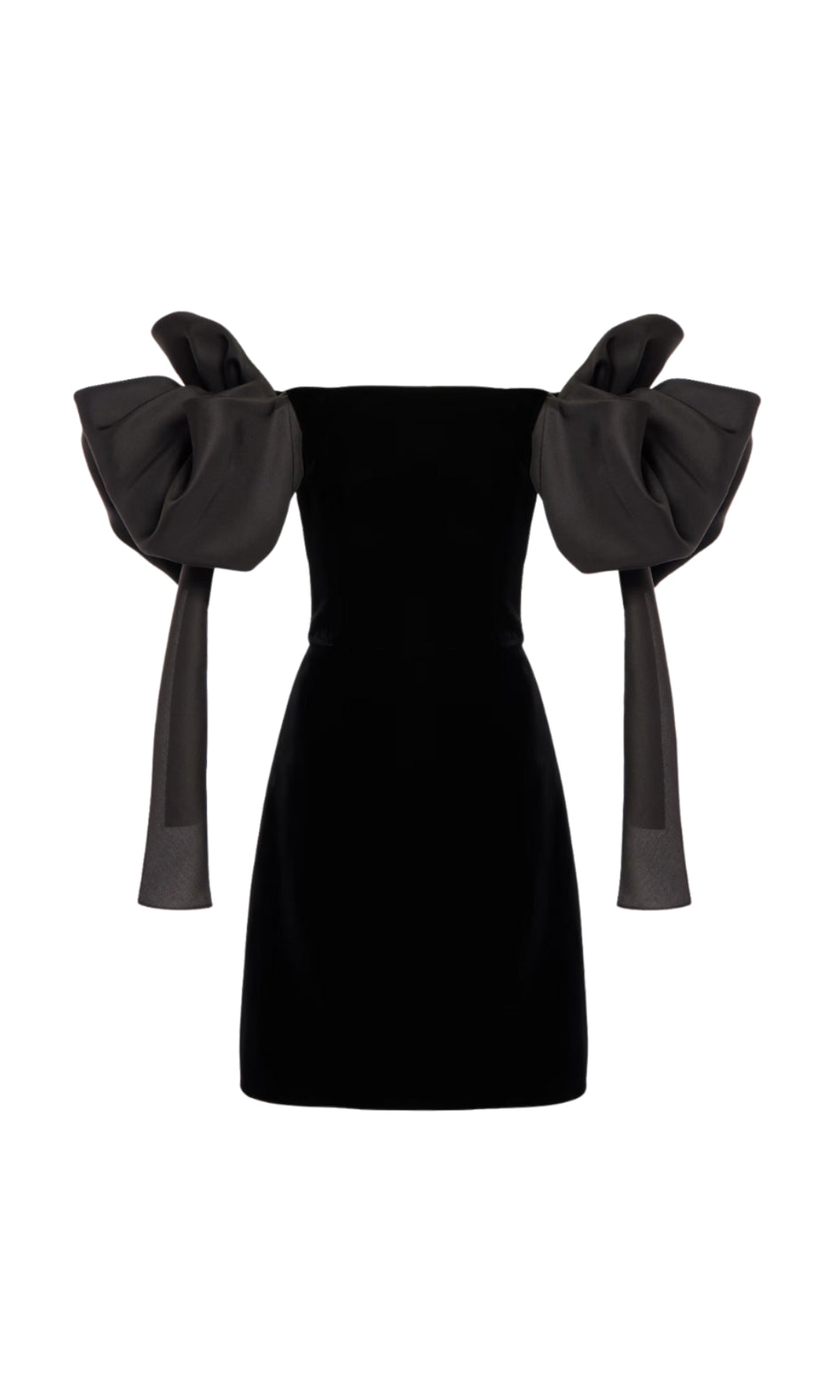 julie bow Off-shoulder mini dress in black