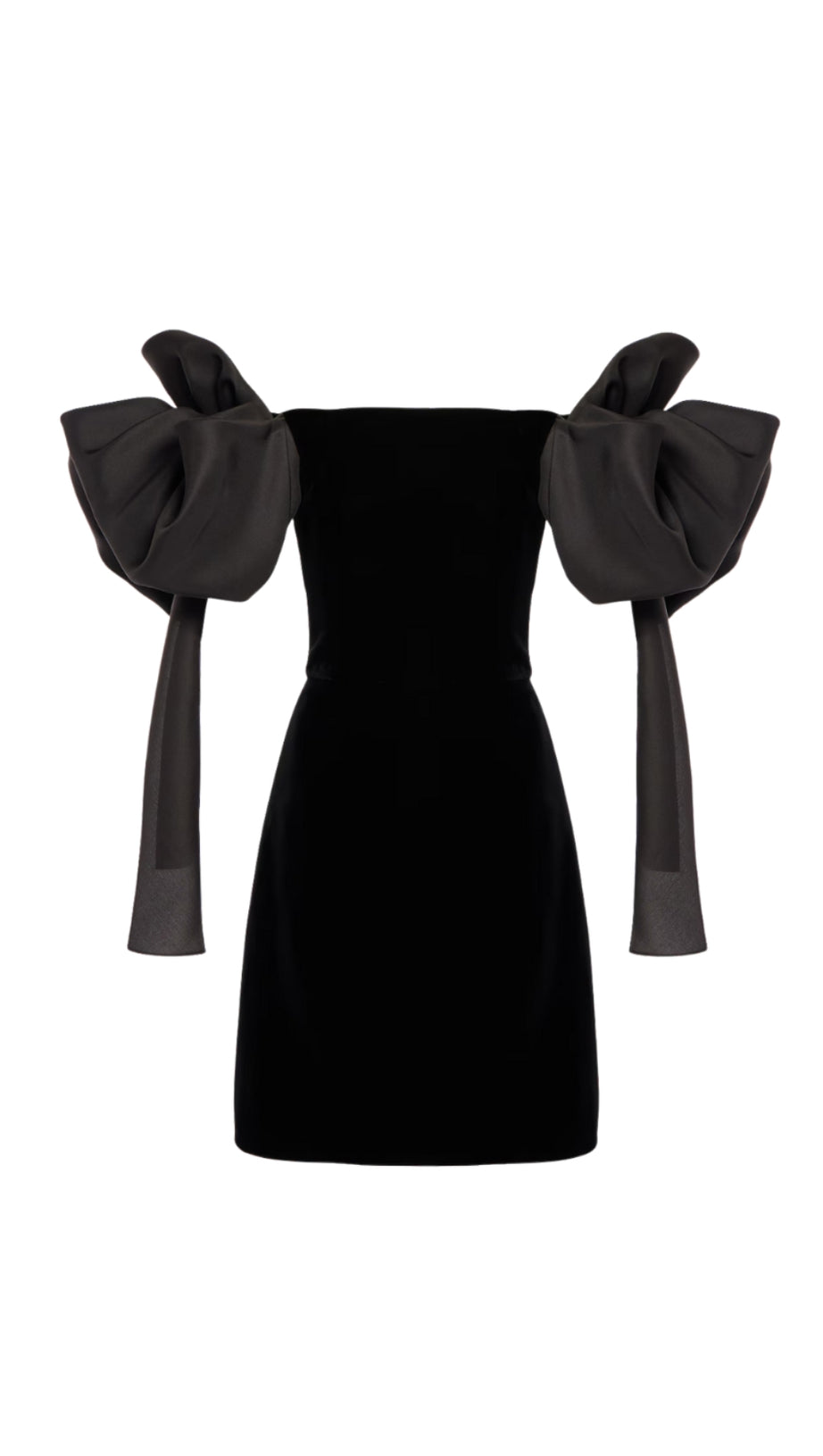 Julie Bow – Schulterfreies Minikleid in Schwarz