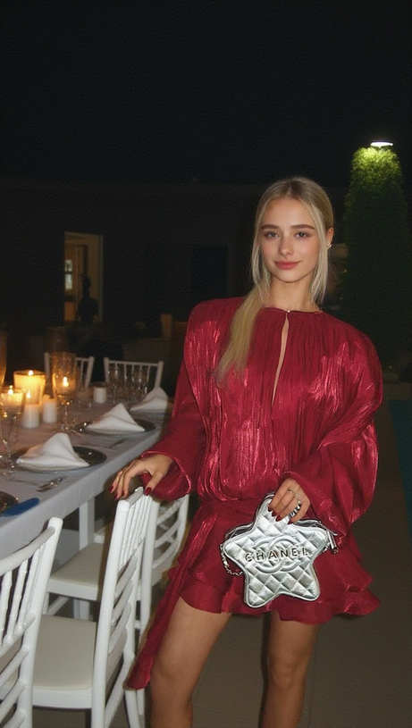 Rotes langärmliges Minikleid mit Schleife 