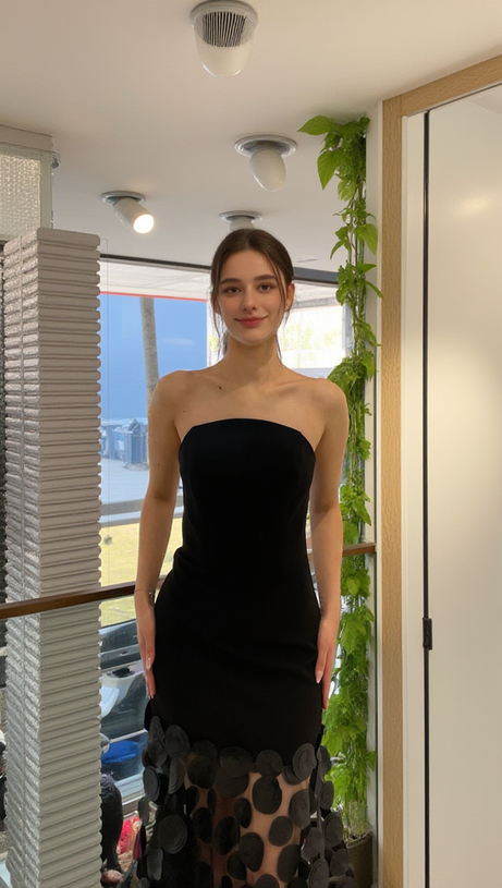 STRAPLESS A LINE MAXI DRESS BLACK