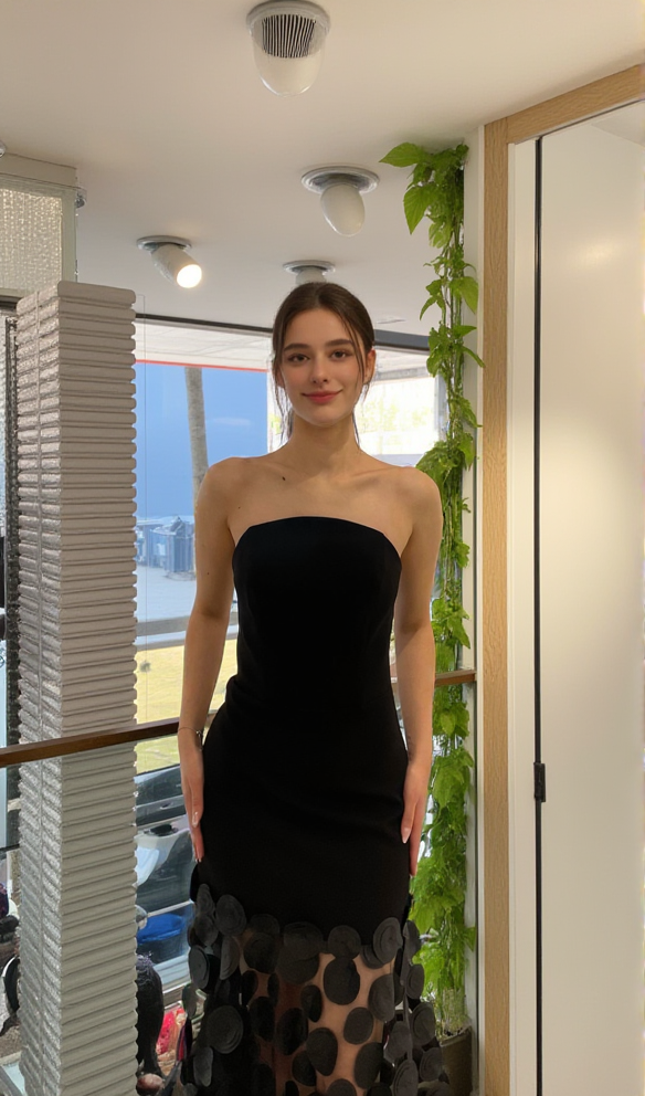 STRAPLESS A LINE MAXI DRESS BLACK