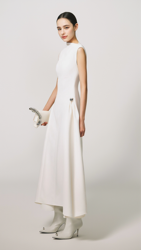 SKATER MAXI DRESS WHITE