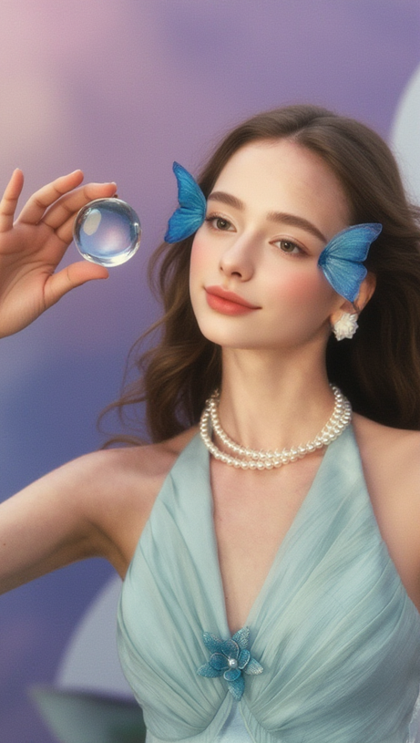 ABITO MIDI CON SCOLLO A V E SCOLLO A V DA PRINCIPESSA A FARFALLA IN AZZURRO CHIARO