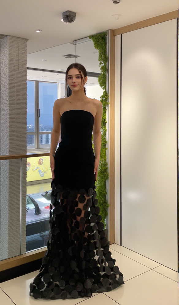 AIIZIE STRAPLESS A LINE MAXI DRESS BLACK - product image