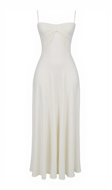 Abito lungo floreale 3D Sling bianco 