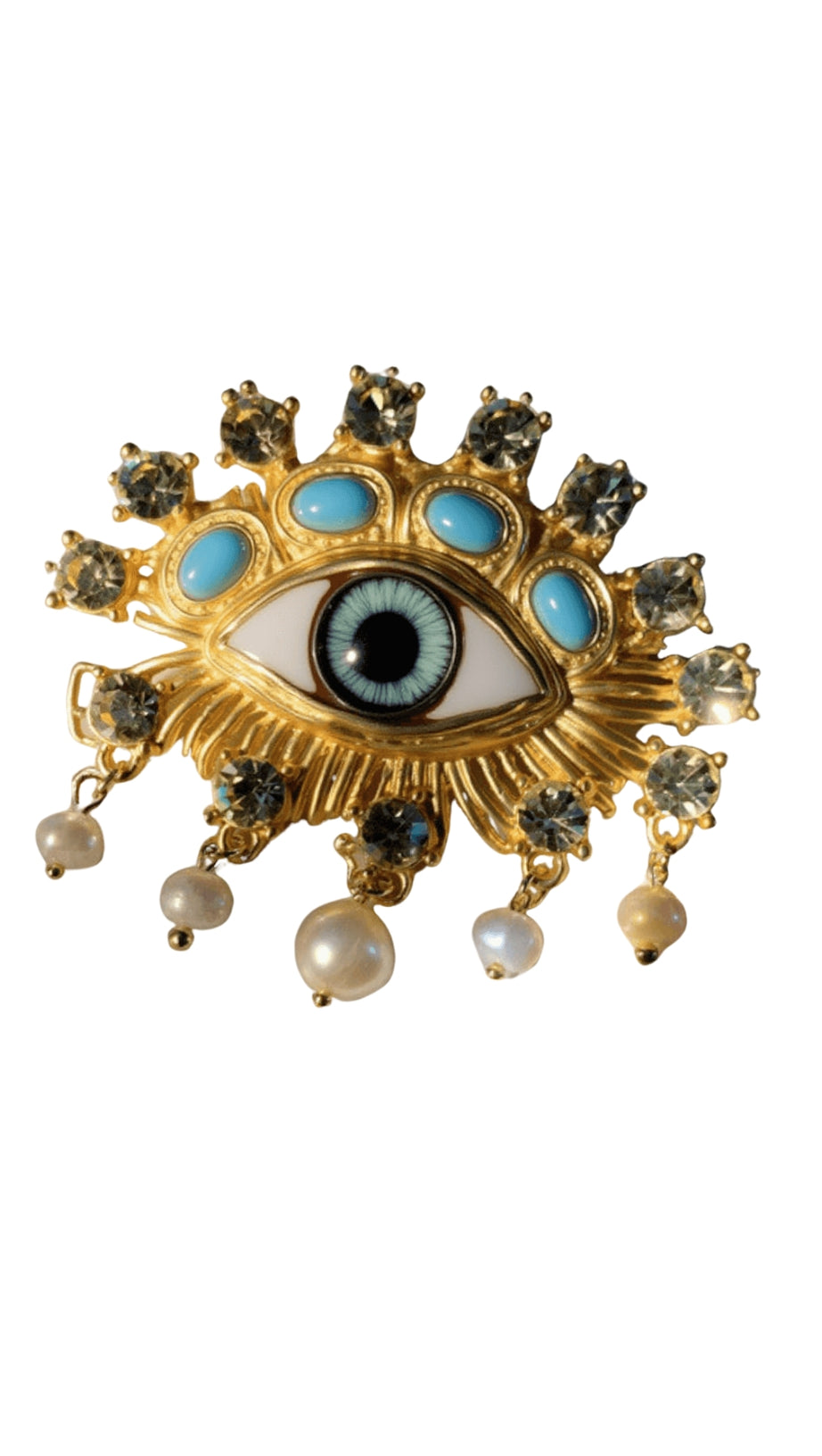 HEMLOCK PEARL EMBELLIHSED EYE BROOCH