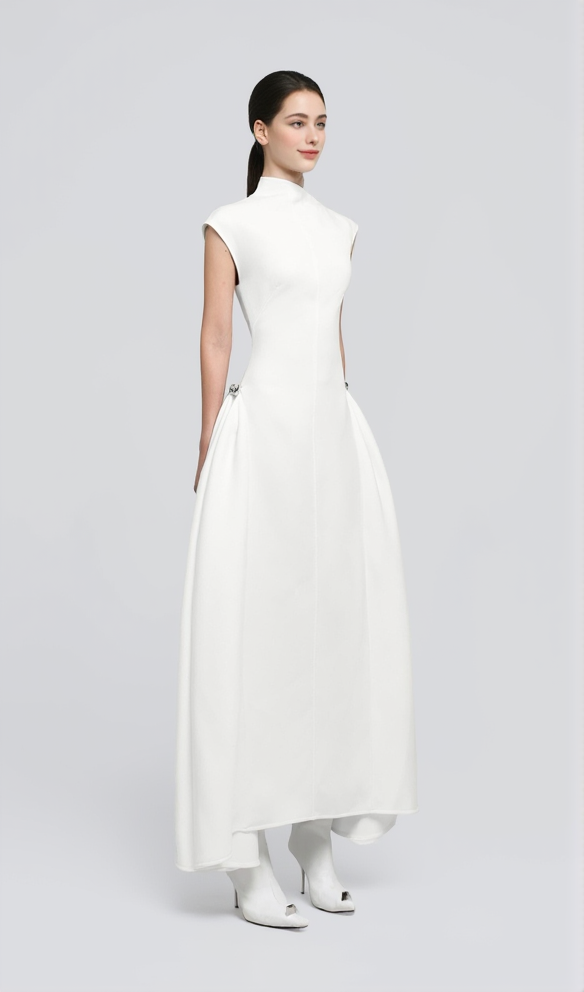 AIIZIE SKATER MAXI DRESS WHITE - product image