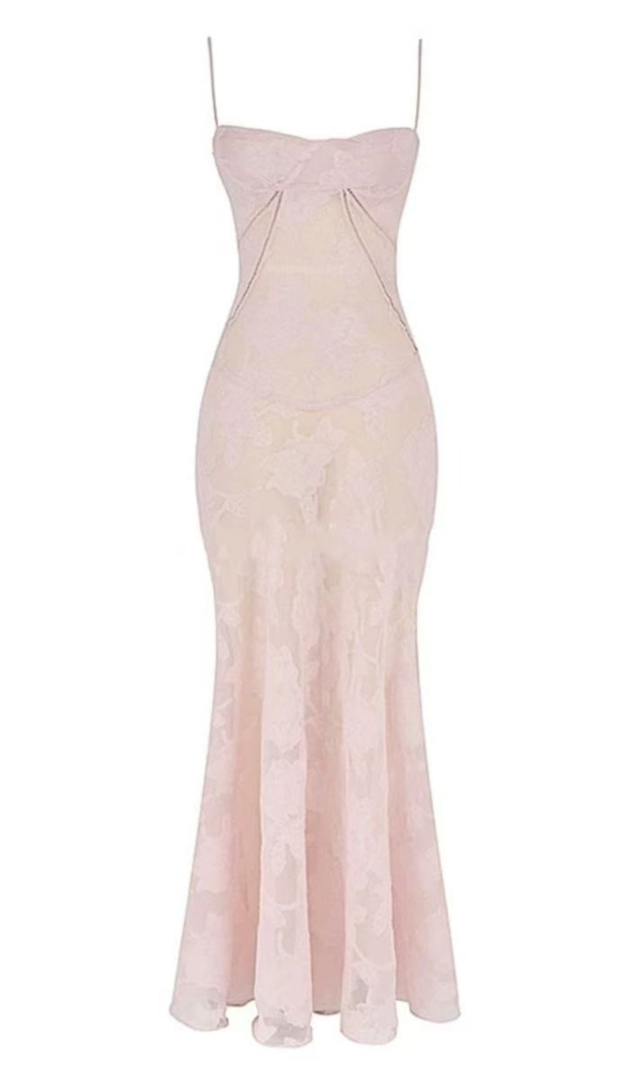 Sling-Maxikleid mit 3D-Blumenmuster in Rosa 