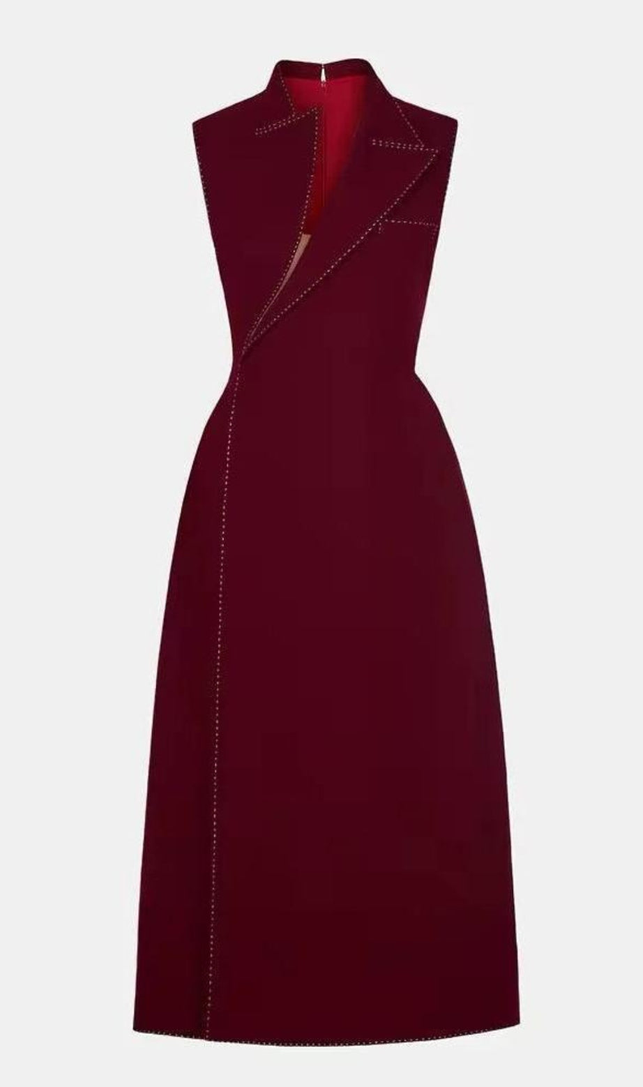 abito midi con colletto asimmetrico e blazer rosso