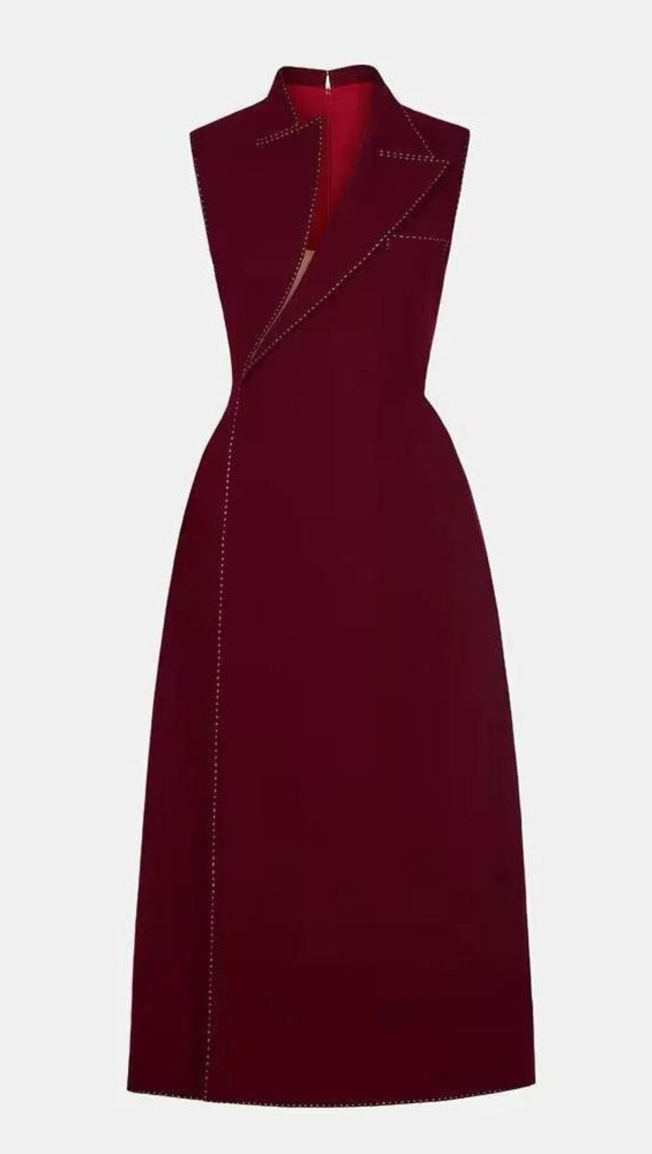 ASYMMETRIC COLLAR BLAZER MIDI DRESS IN RED