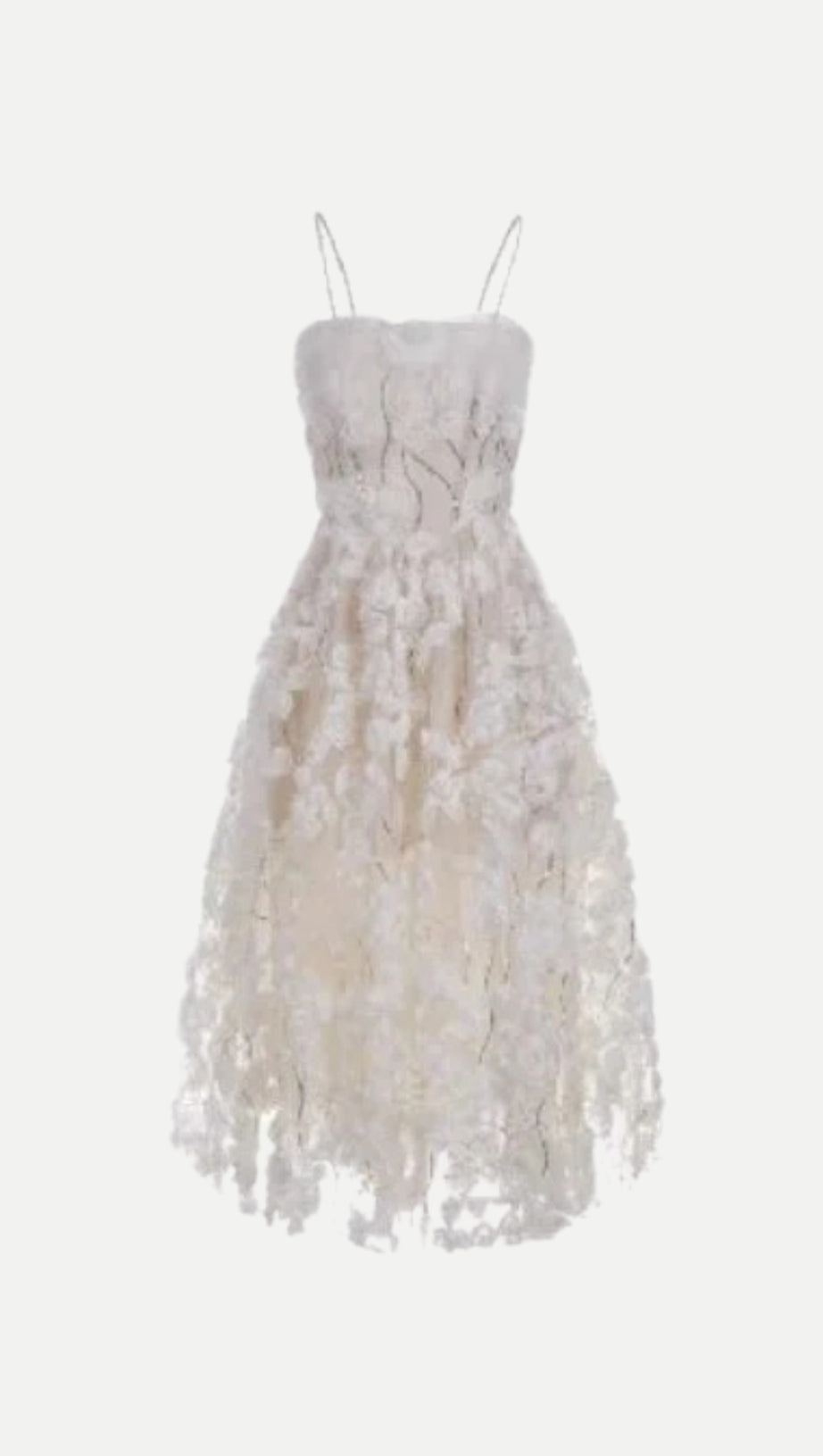 STEREOSCOPIC FLOWER RHINESTONE CHAIN MAXI DRESS IN WHITE