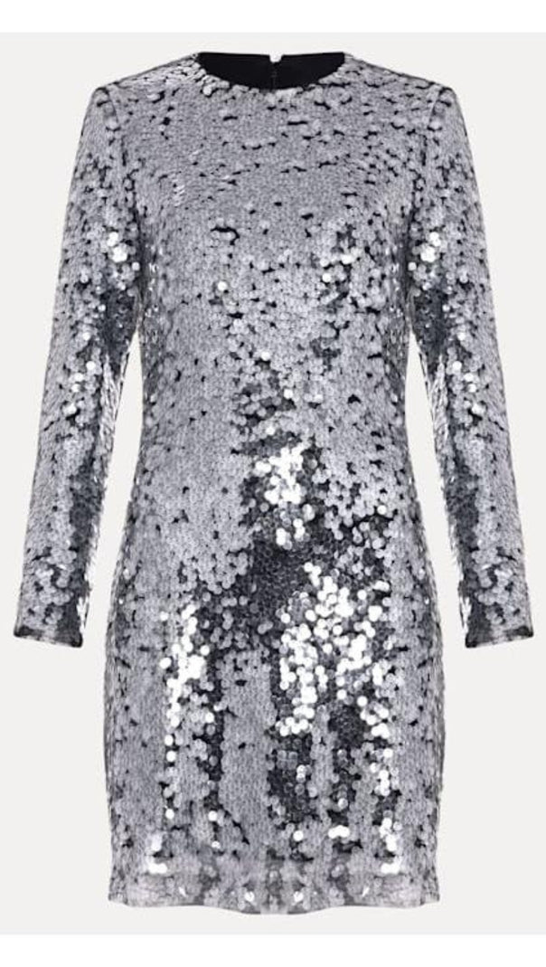 AIIZIE RHIA SILVER SEQUIN MINI DRESS - product image