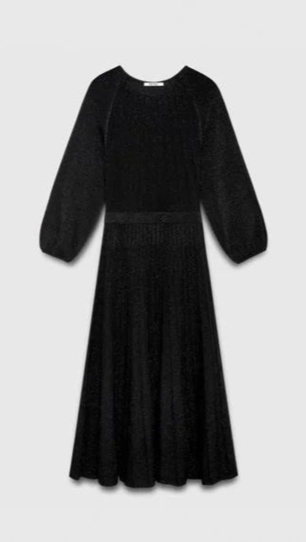 AIIZIE KNITTED DRESS IN BLACK METALLIC MIDI - product image