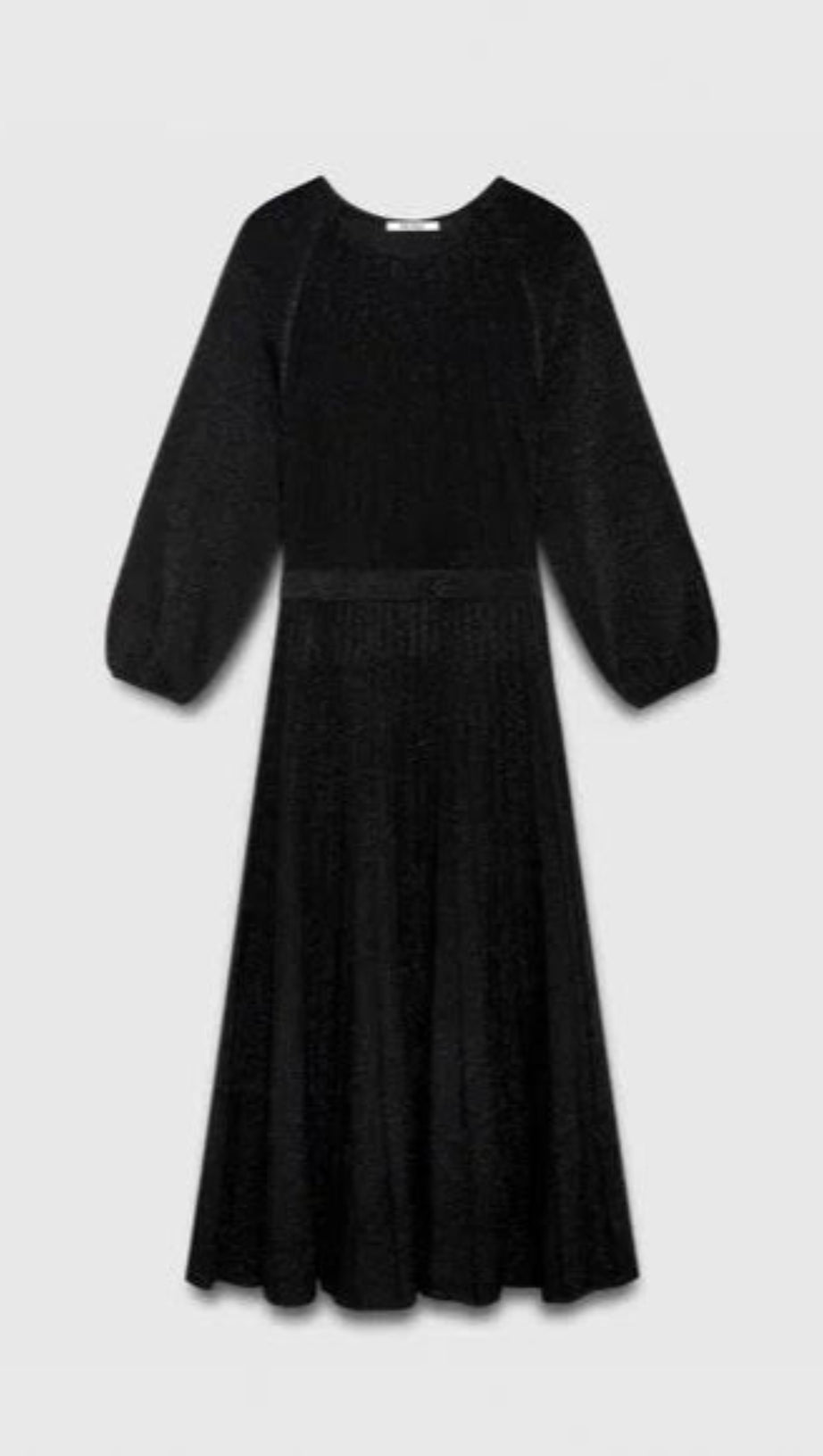 KNITTED DRESS IN BLACK METALLIC MIDI