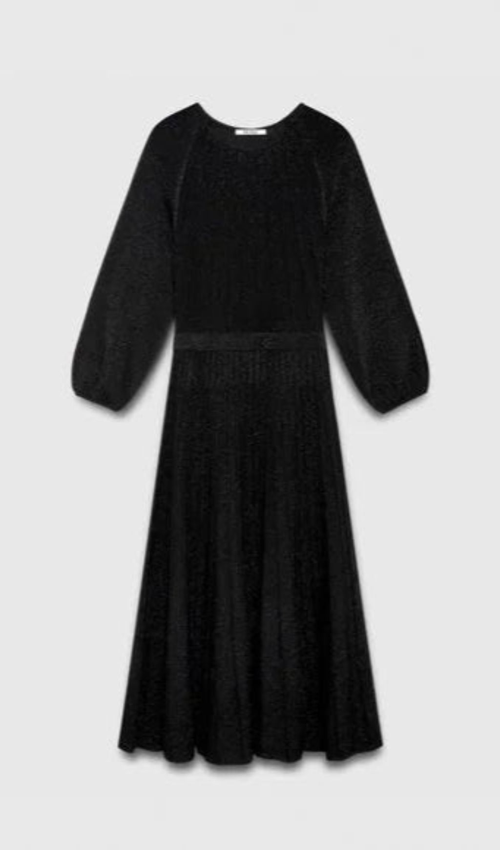 KNITTED DRESS IN BLACK METALLIC MIDI