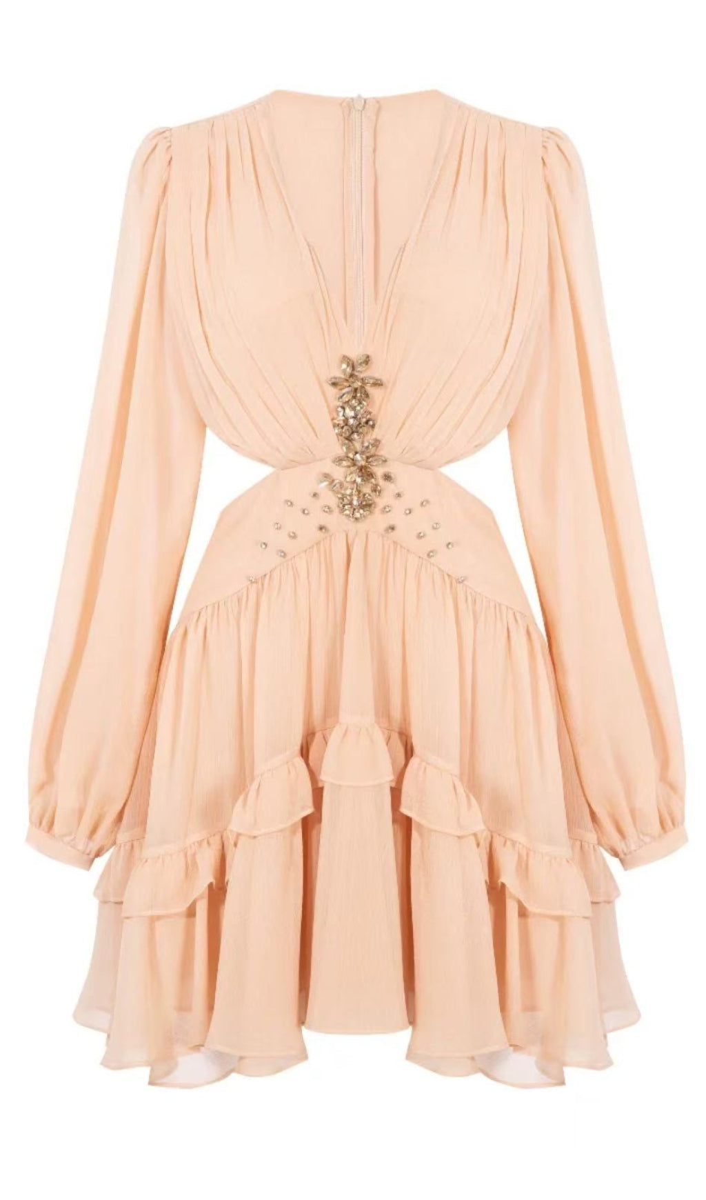 V-NECK FAIRY SILK WAIST-BARING MINI DRESS