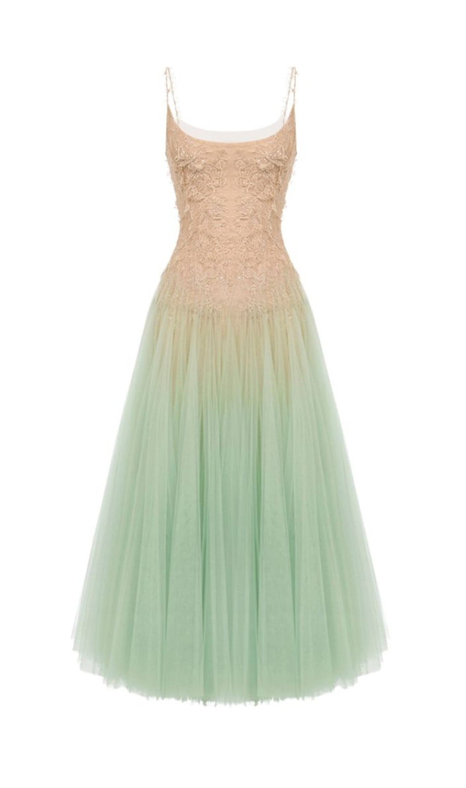 MINZBLUT OMBRE-SPITZEN-MIDIKLEID