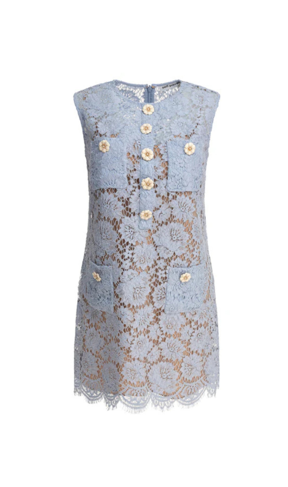 eunice hollow pencil mini abito in pizzo blu
