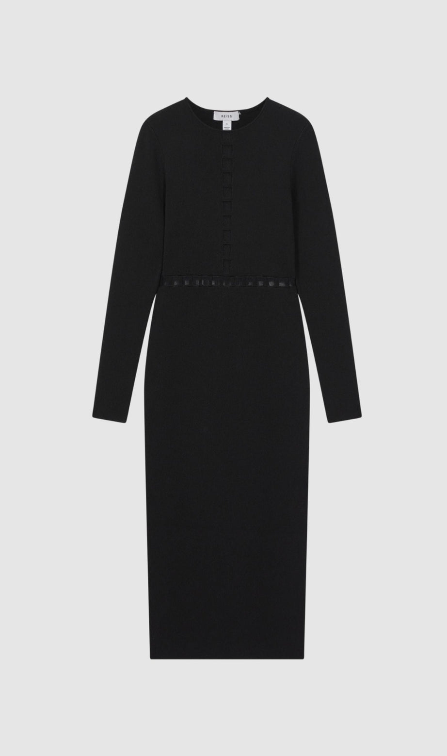 Mesh Detail Midi Dress in Black