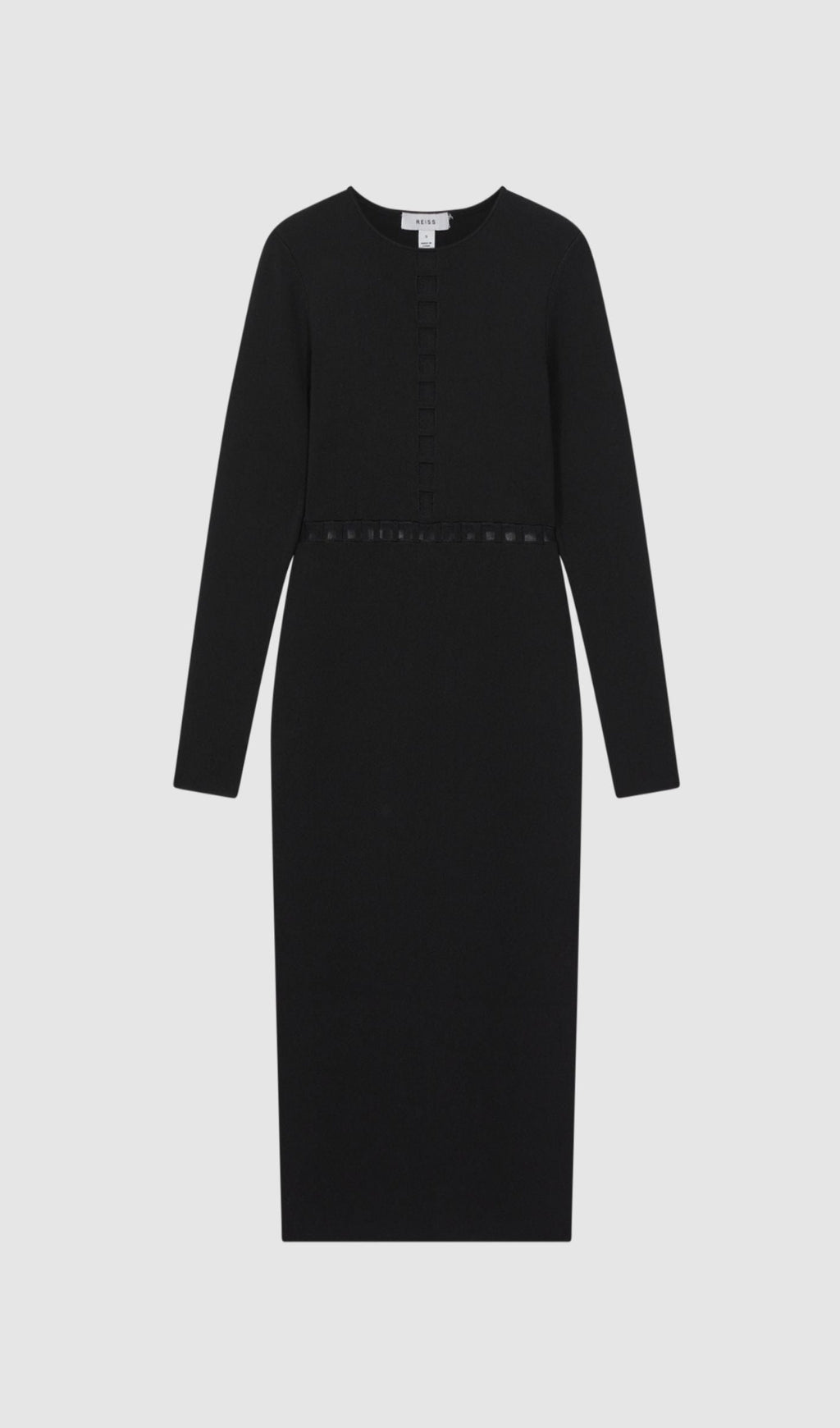 MESH DETAIL MIDI DRESS IN BLACK