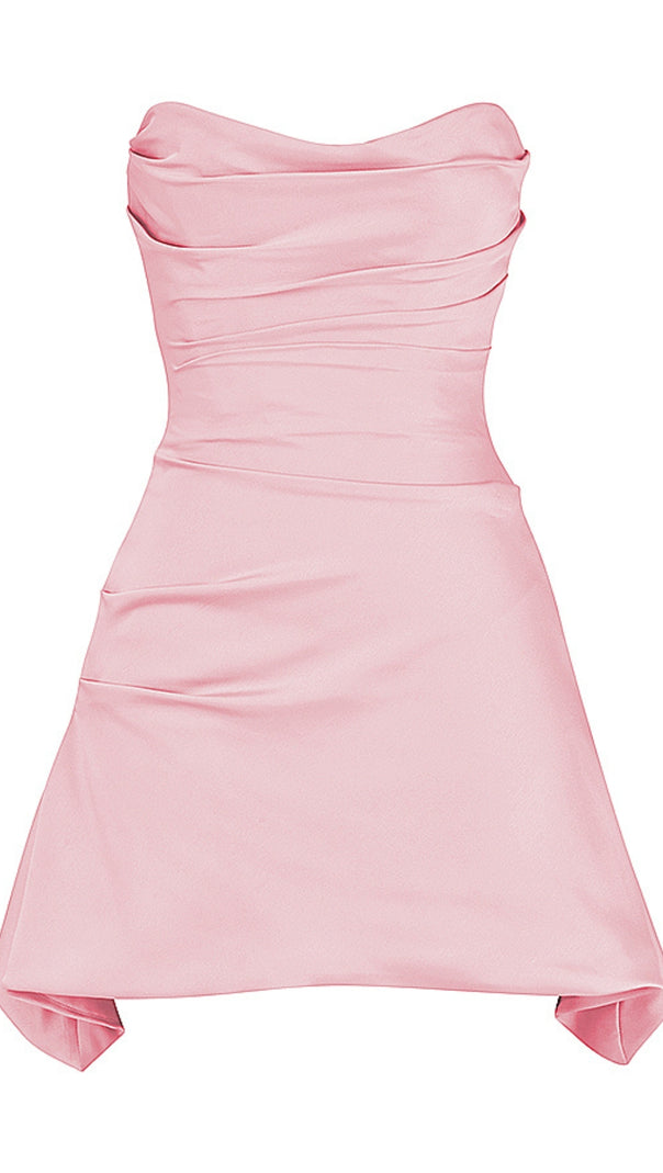 AIIZIE PINK DRAPED STRAPLESS MINI DRESS - product image