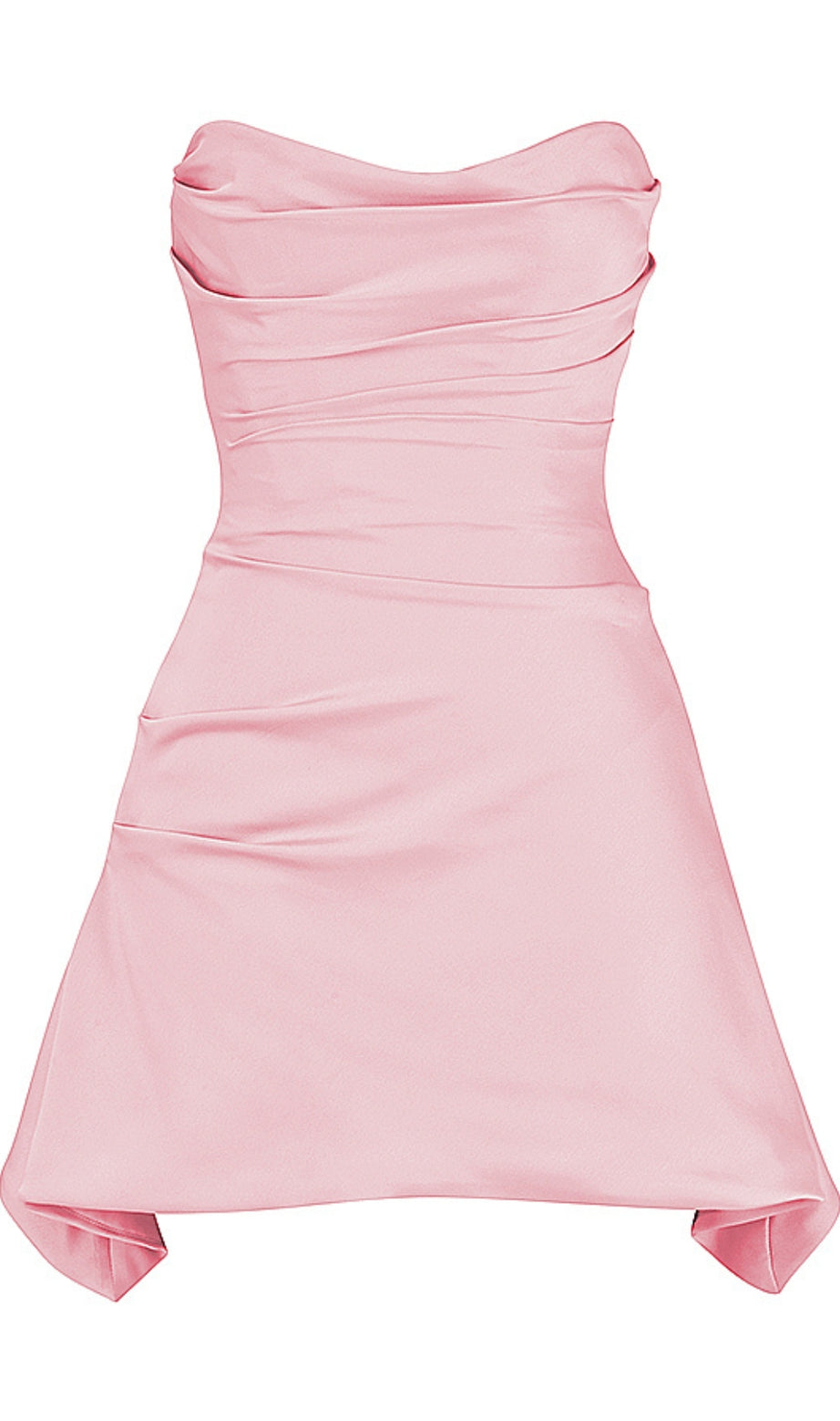 PINK DRAPED STRAPLESS MINI DRESS