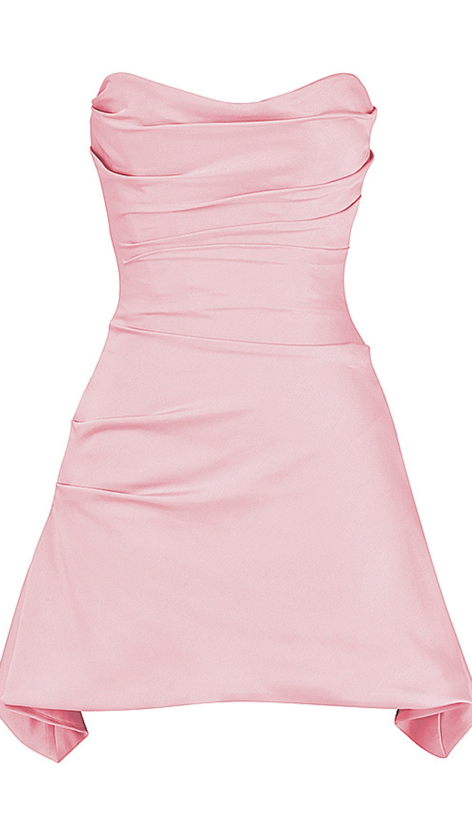 ROSA DRAPIERTES TRÄGERLOSES MINIKLEID