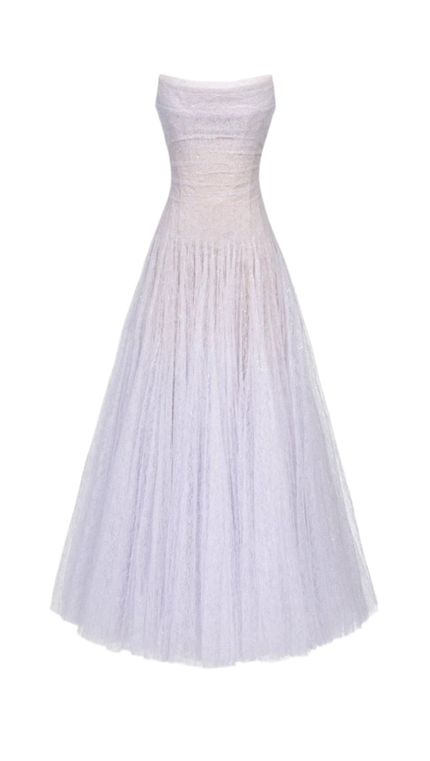 AIIZIE CAROL DRAPED LACE MAXI DRESS IN VIOLET - product image