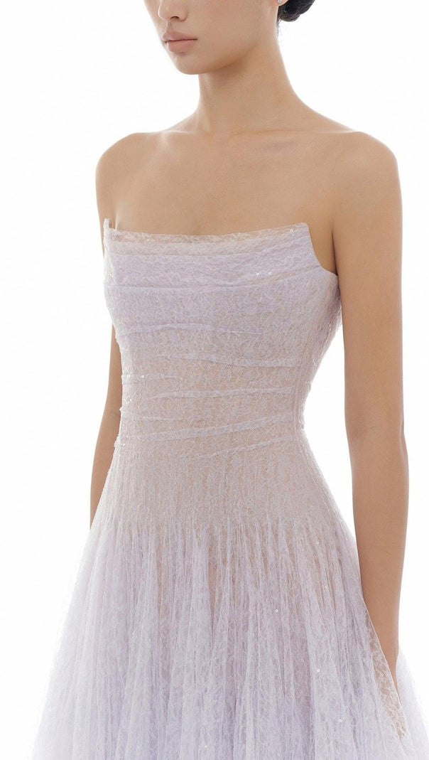 AIIZIE CAROL DRAPED LACE MAXI DRESS IN VIOLET - product image