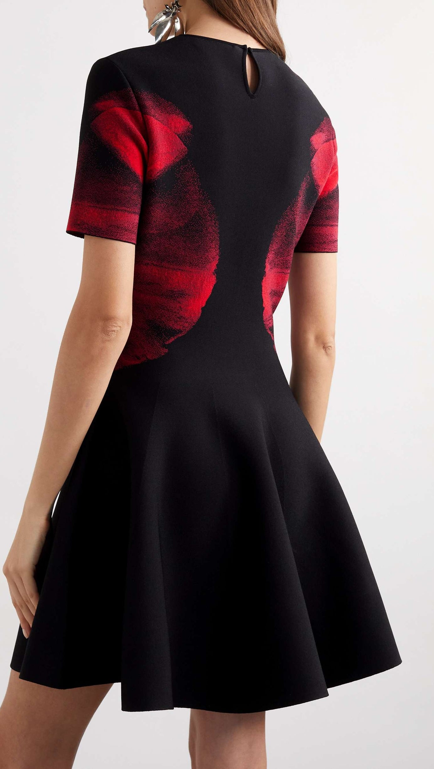 Jacquard-Strick-Minikleid in Schwarz