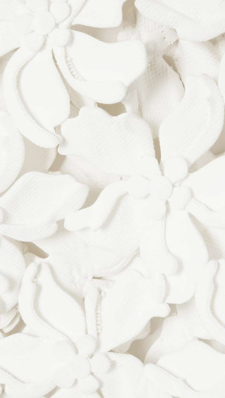 GRISELDA CUTOUT APPLIQUÉD COTTON TOP IN WHITE